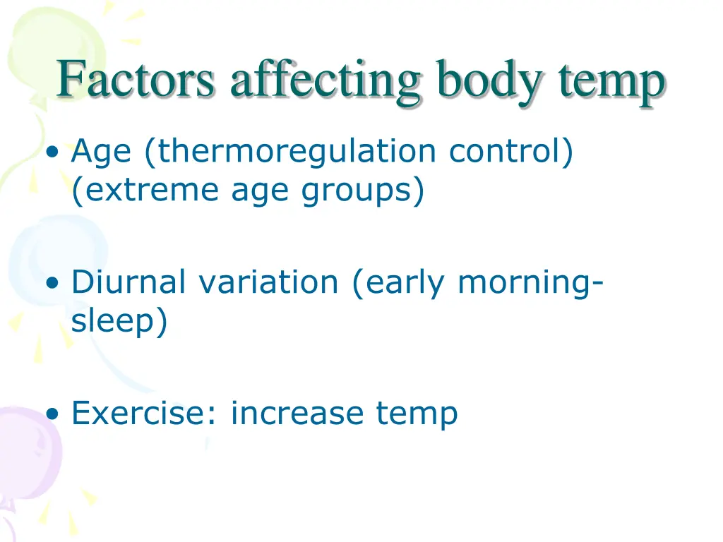 factors affecting body temp