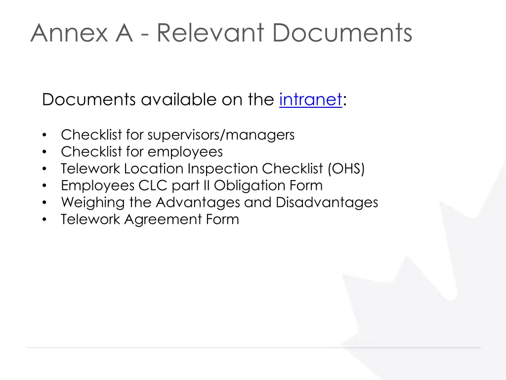 annex a relevant documents