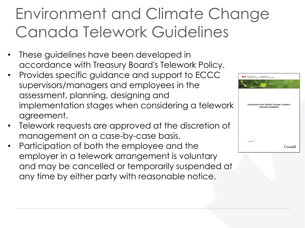 environment and climate change canada telework