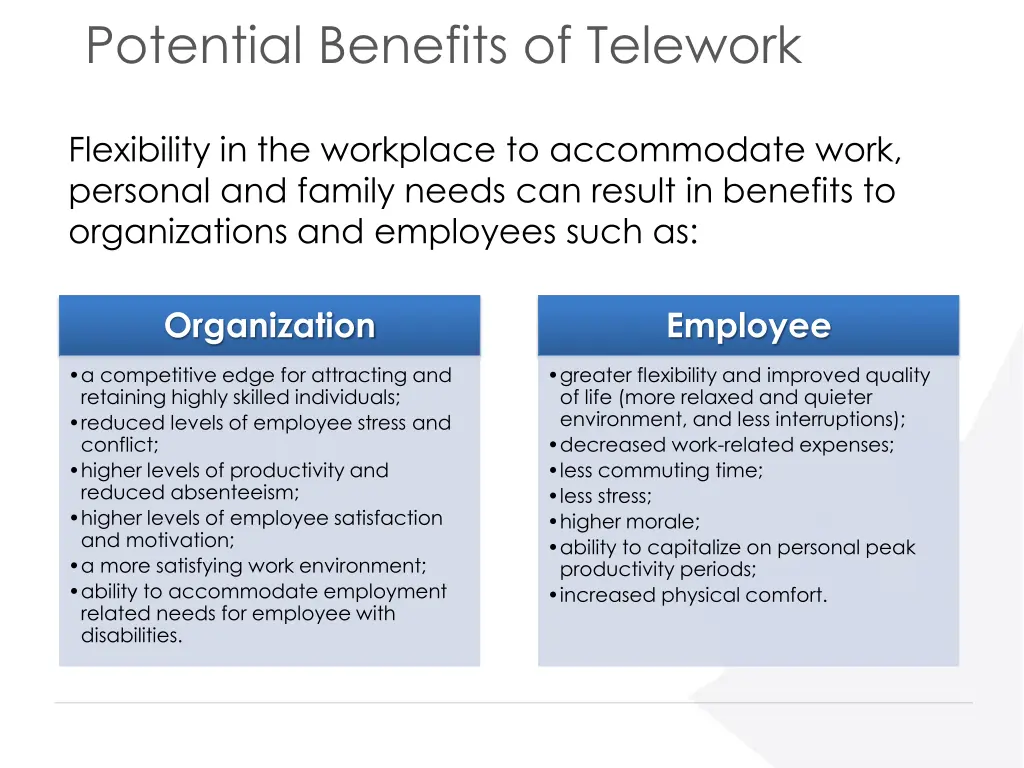 potential benefits of telework