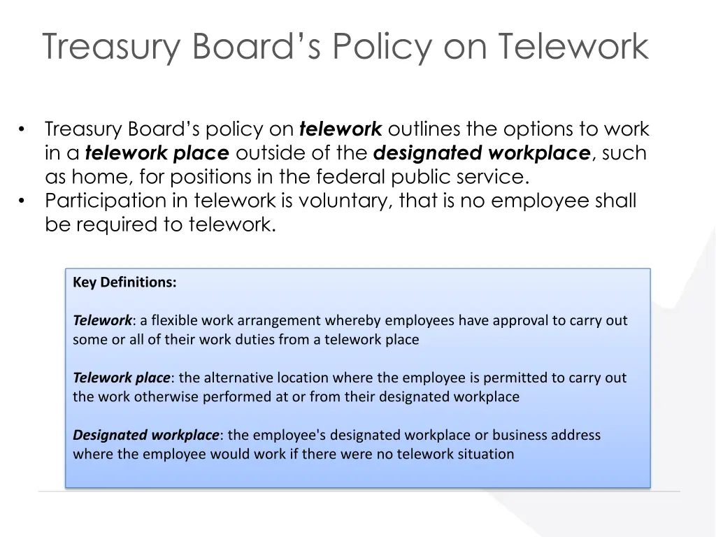 treasury board s policy on telework