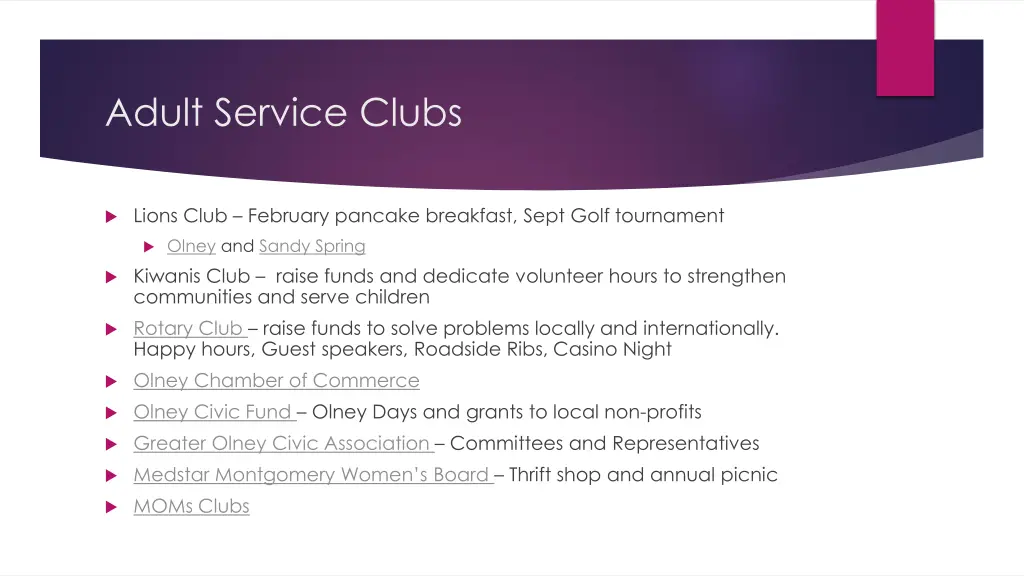 adult service clubs