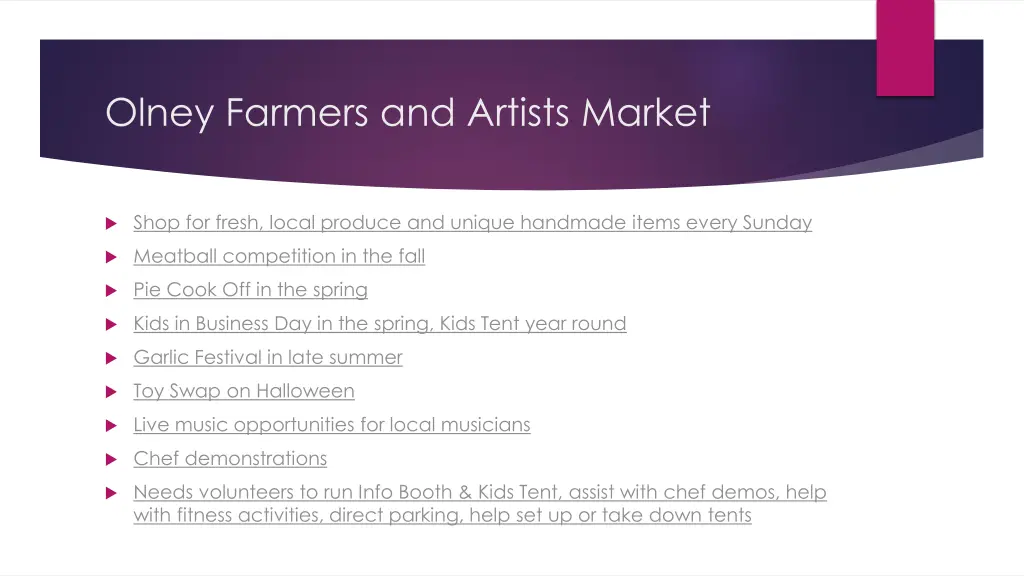 olney farmers and artists market