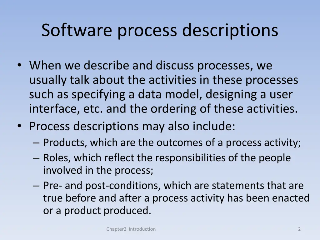 software process descriptions