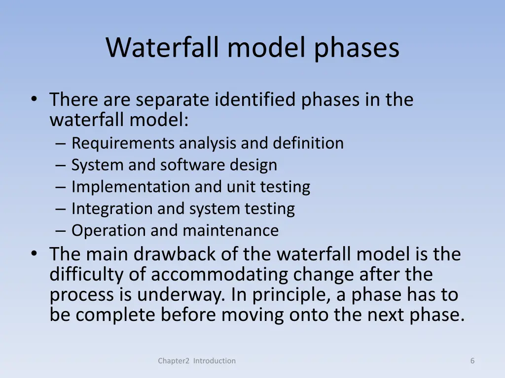 waterfall model phases