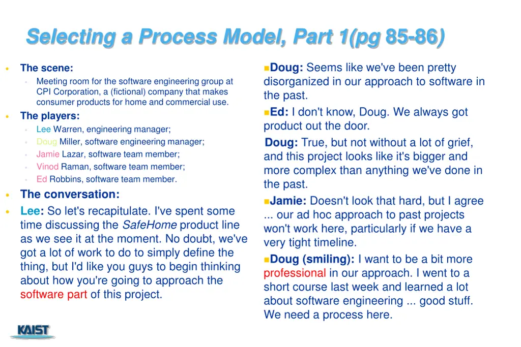 selecting a process model part 1 pg 85 86