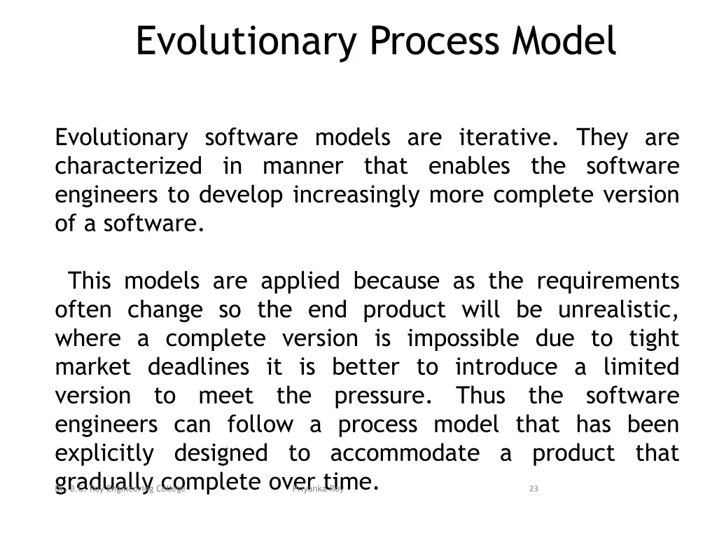 evolutionary process model