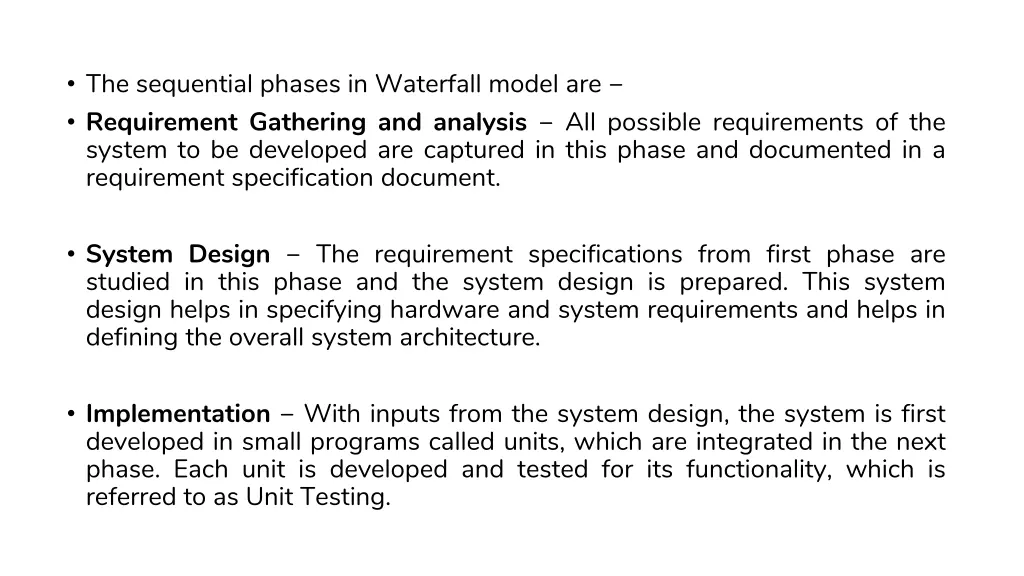 the sequential phases in waterfall model