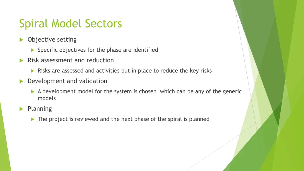 spiral model sectors