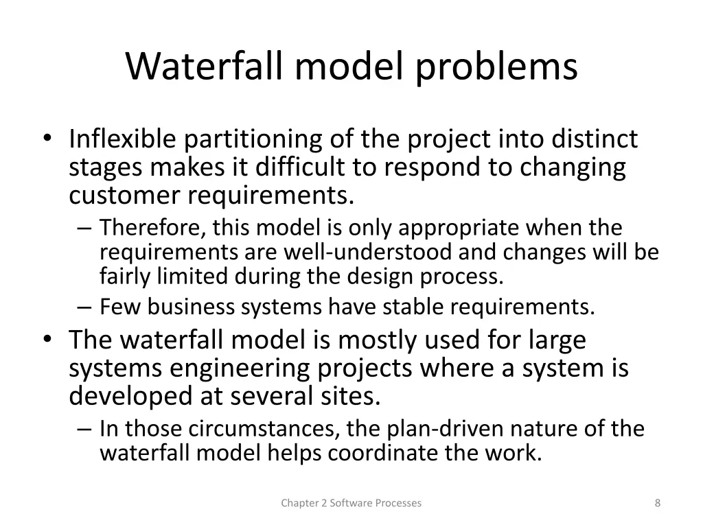 waterfall model problems