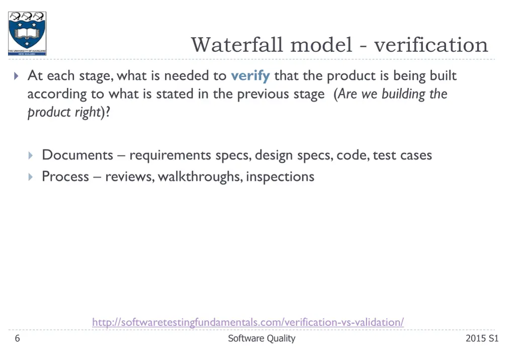 waterfall model verification