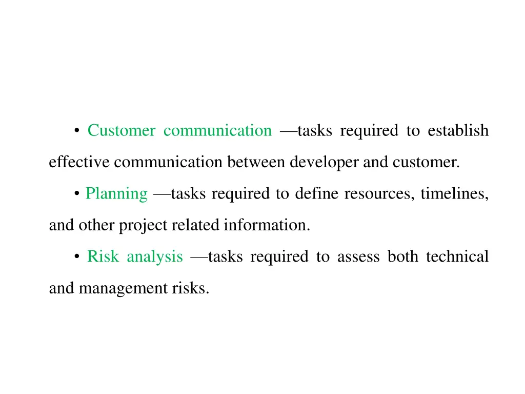 customer communication tasks required to establish