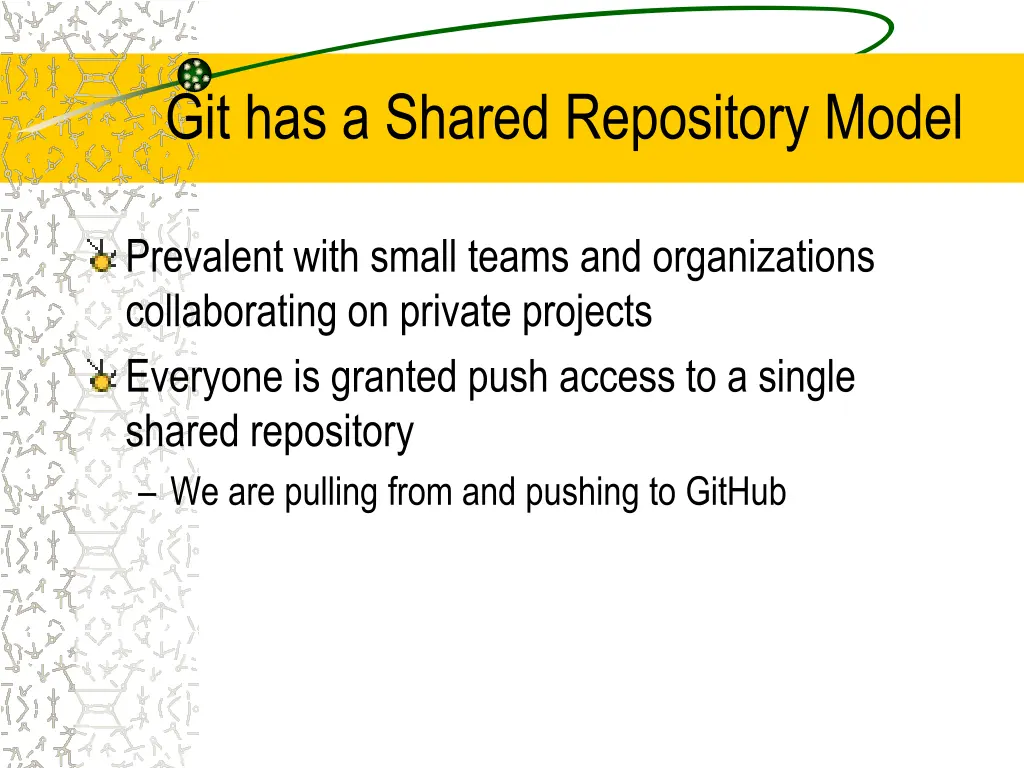 git has a shared repository model