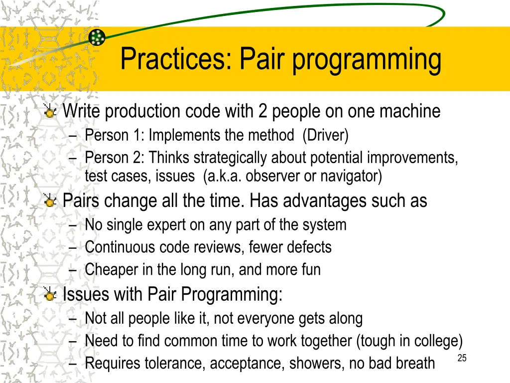 practices pair programming