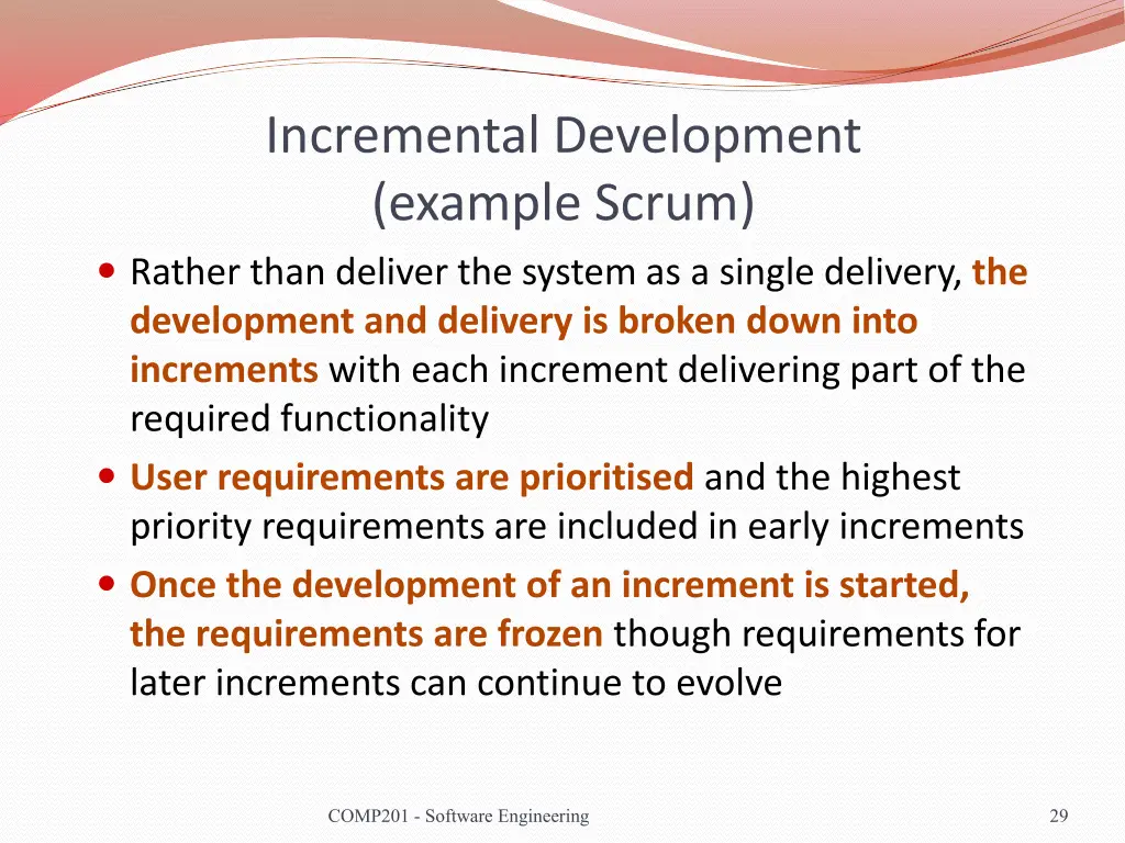 incremental development example scrum rather than