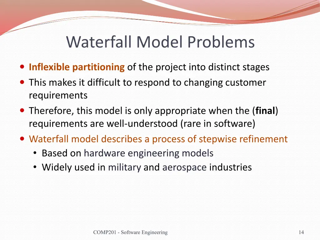 waterfall model problems