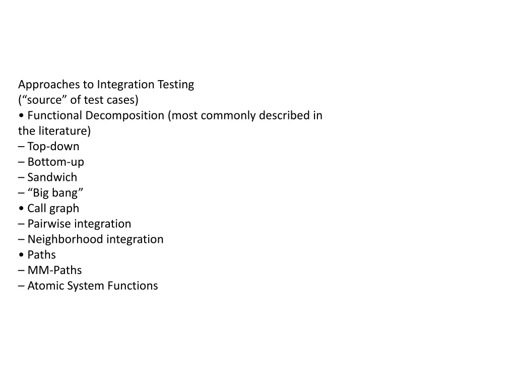 approaches to integration testing source of test