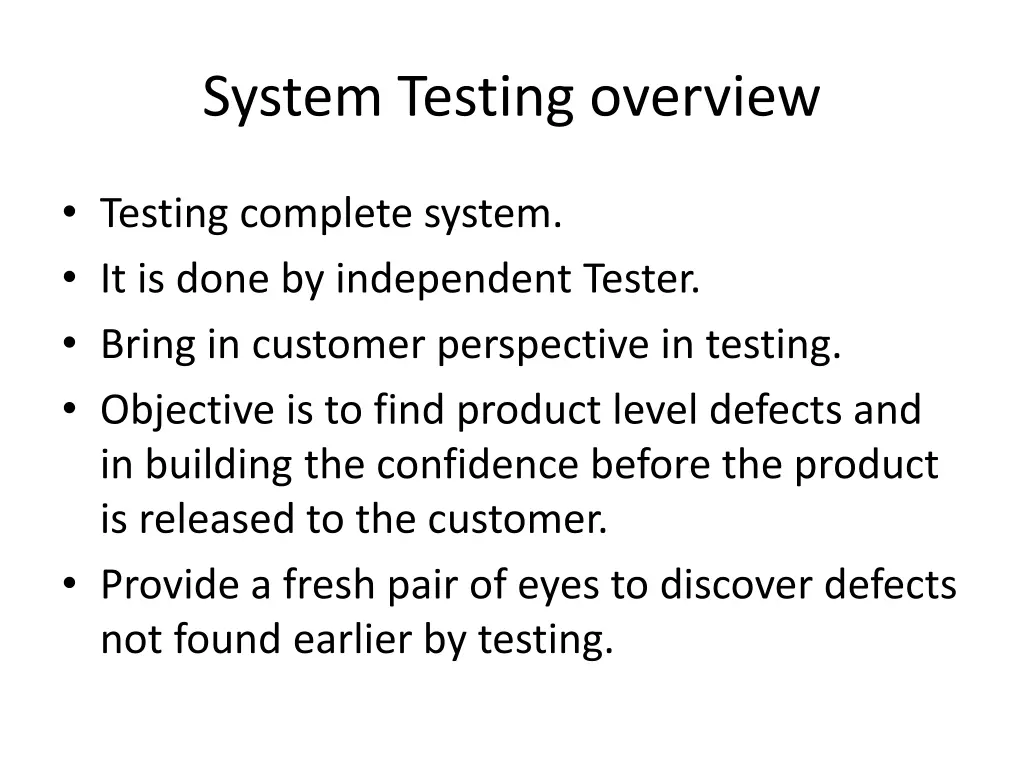 system testing overview