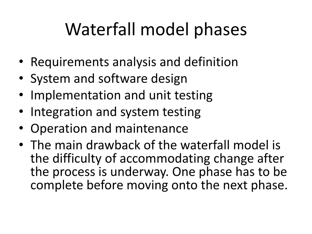 waterfall model phases