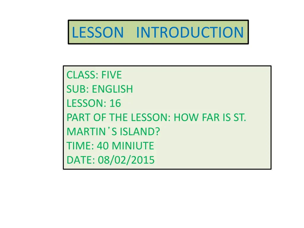 lesson introduction