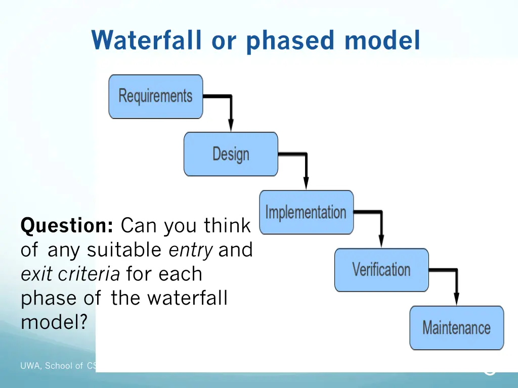 waterfall or phased model