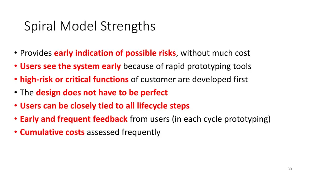 spiral model strengths