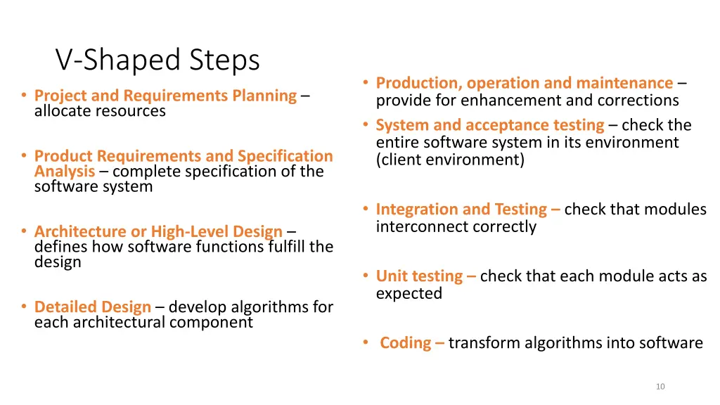 v shaped steps project and requirements planning