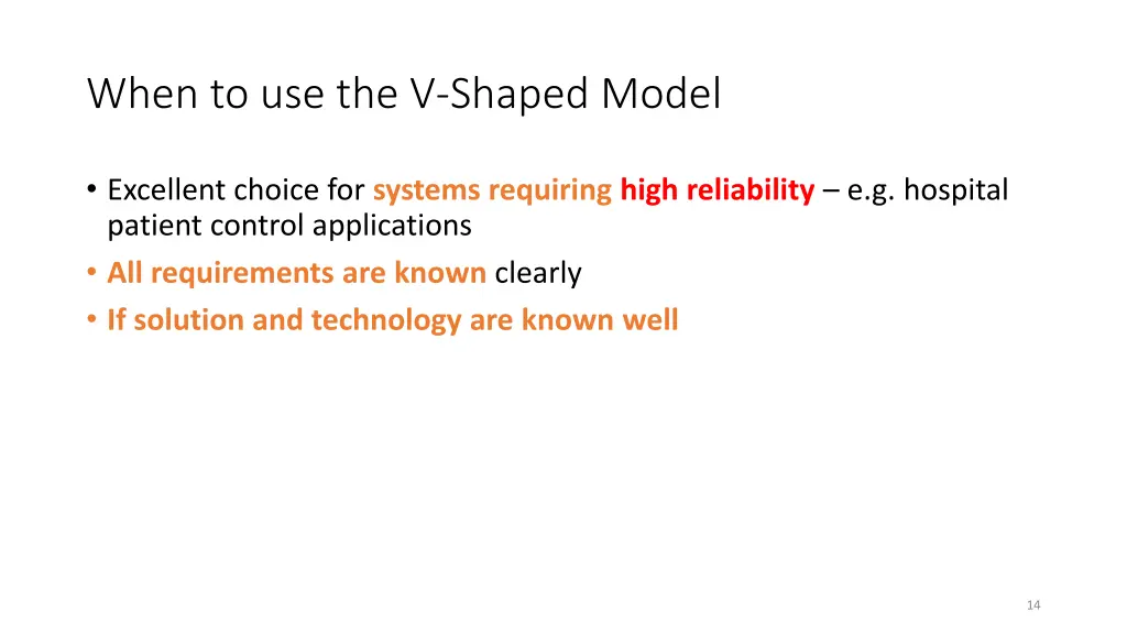 when to use the v shaped model