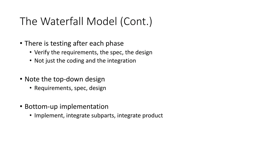 the waterfall model cont