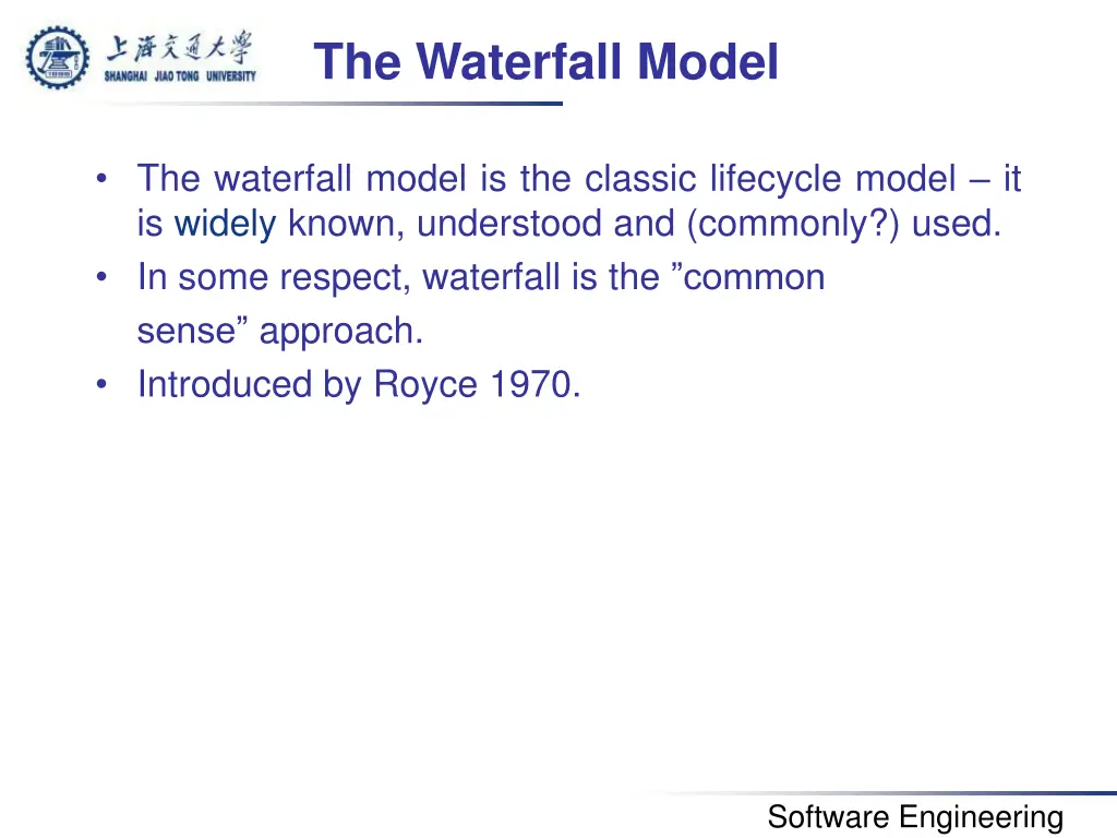 the waterfall model