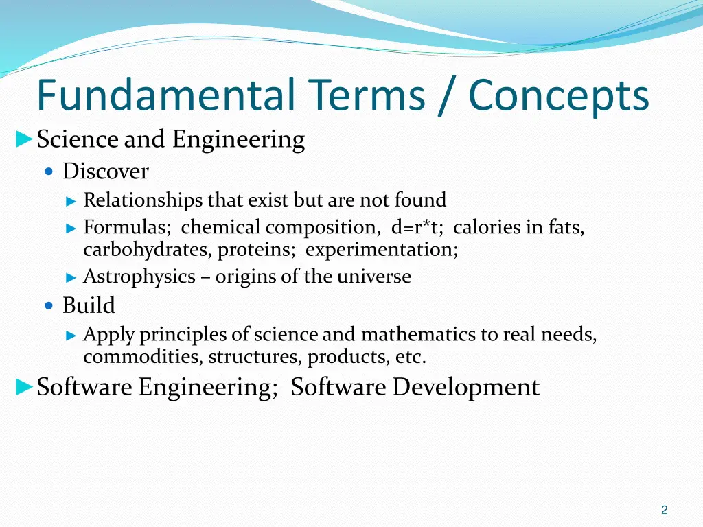 fundamental terms concepts science