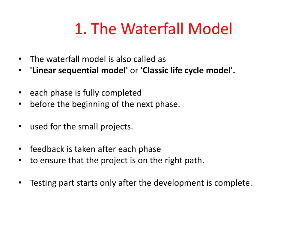 1 the waterfall model