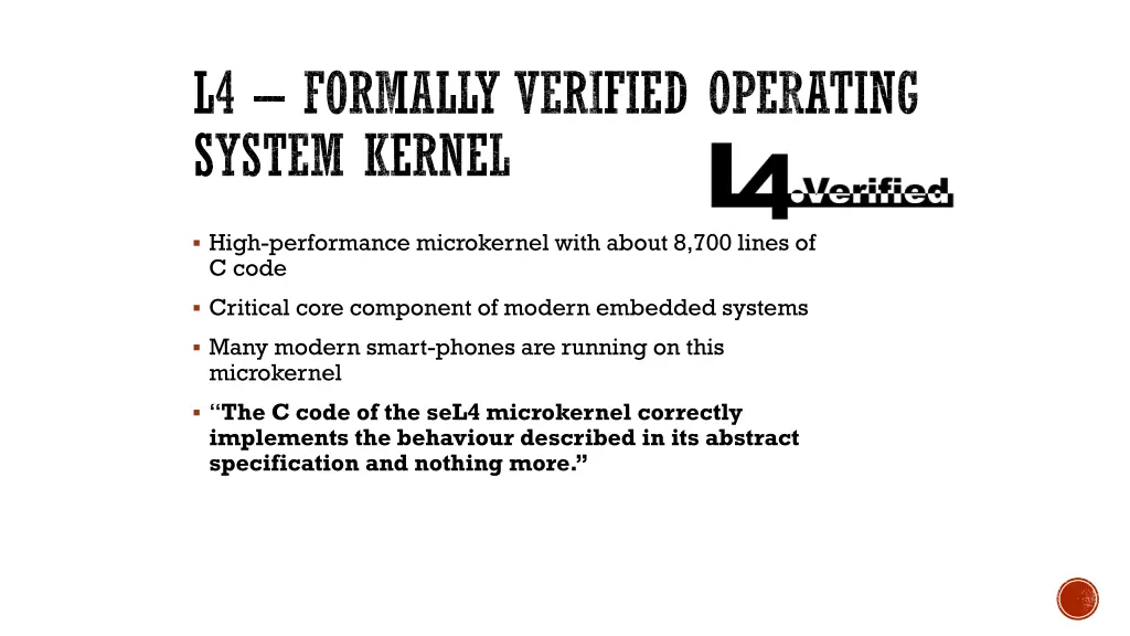 l4 formally verified operating system kernel