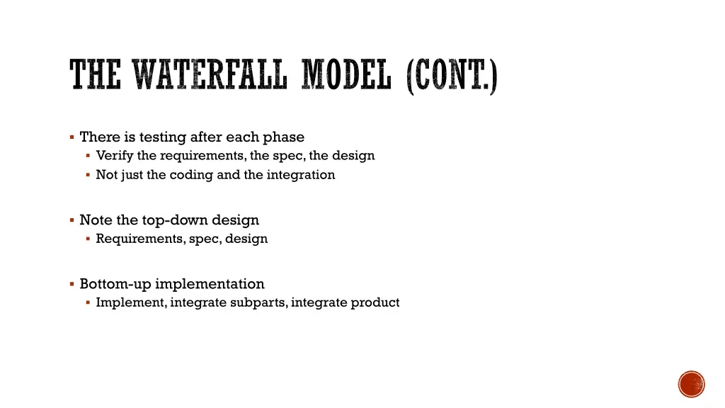 the waterfall model cont