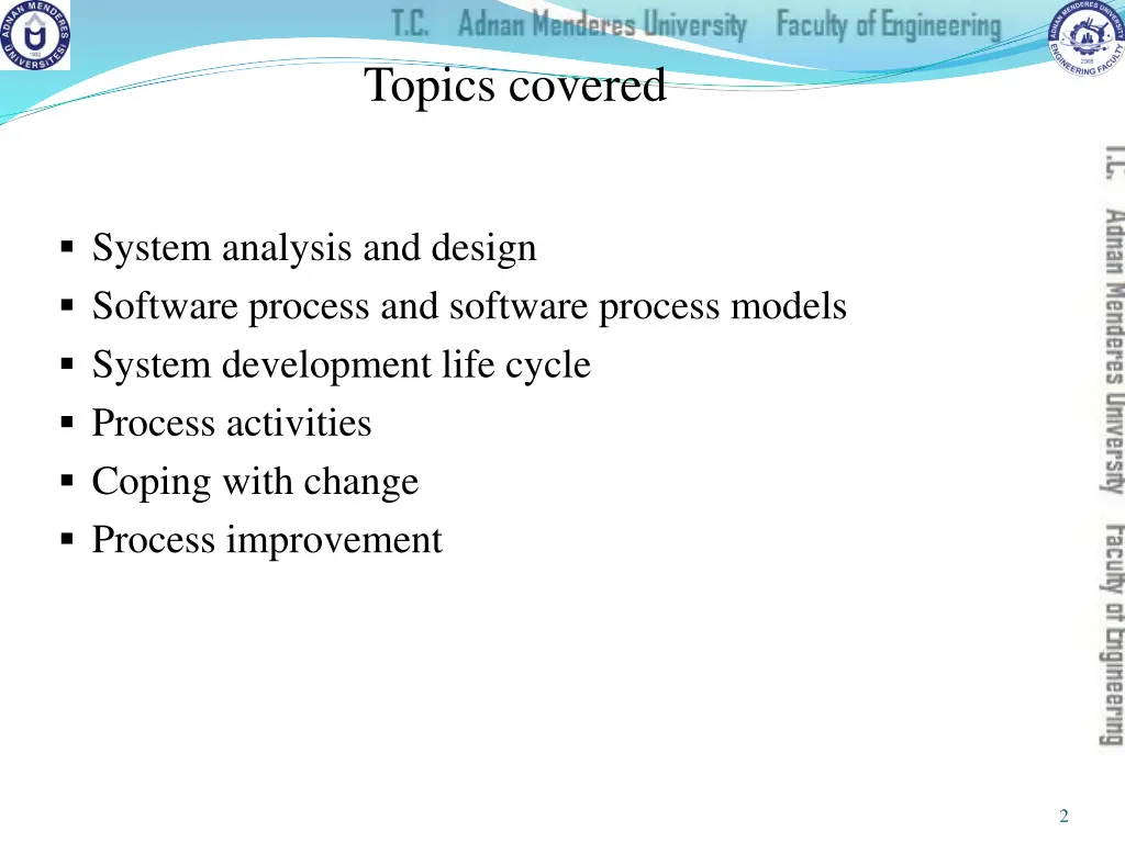 topics covered