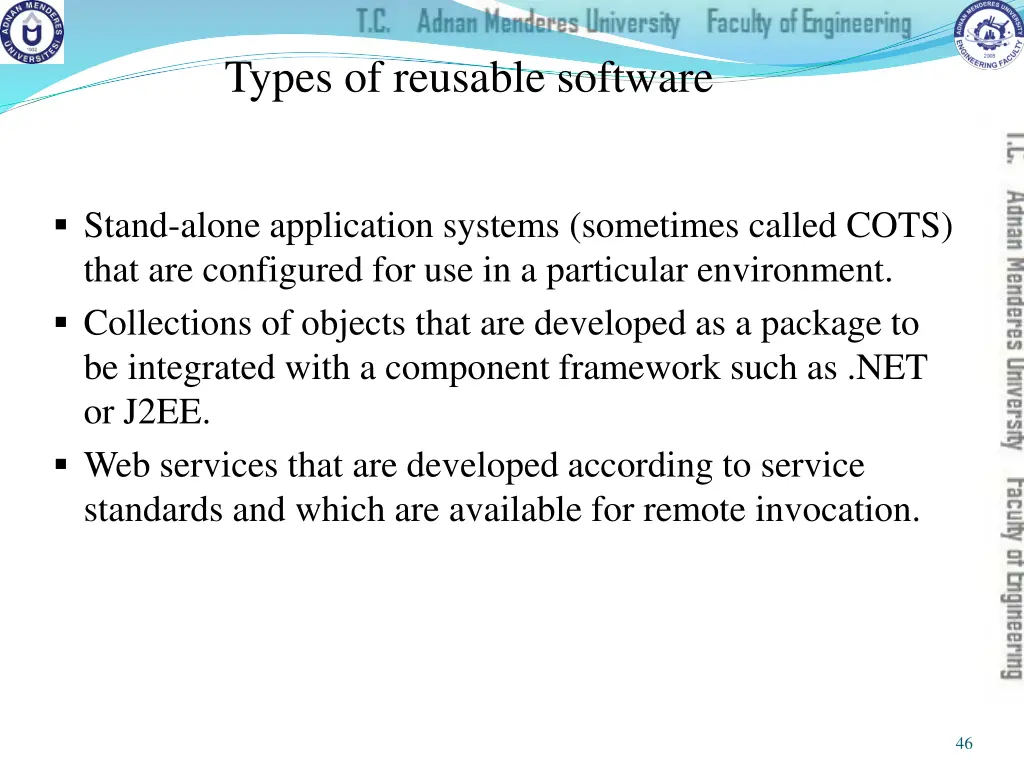 types of reusable software