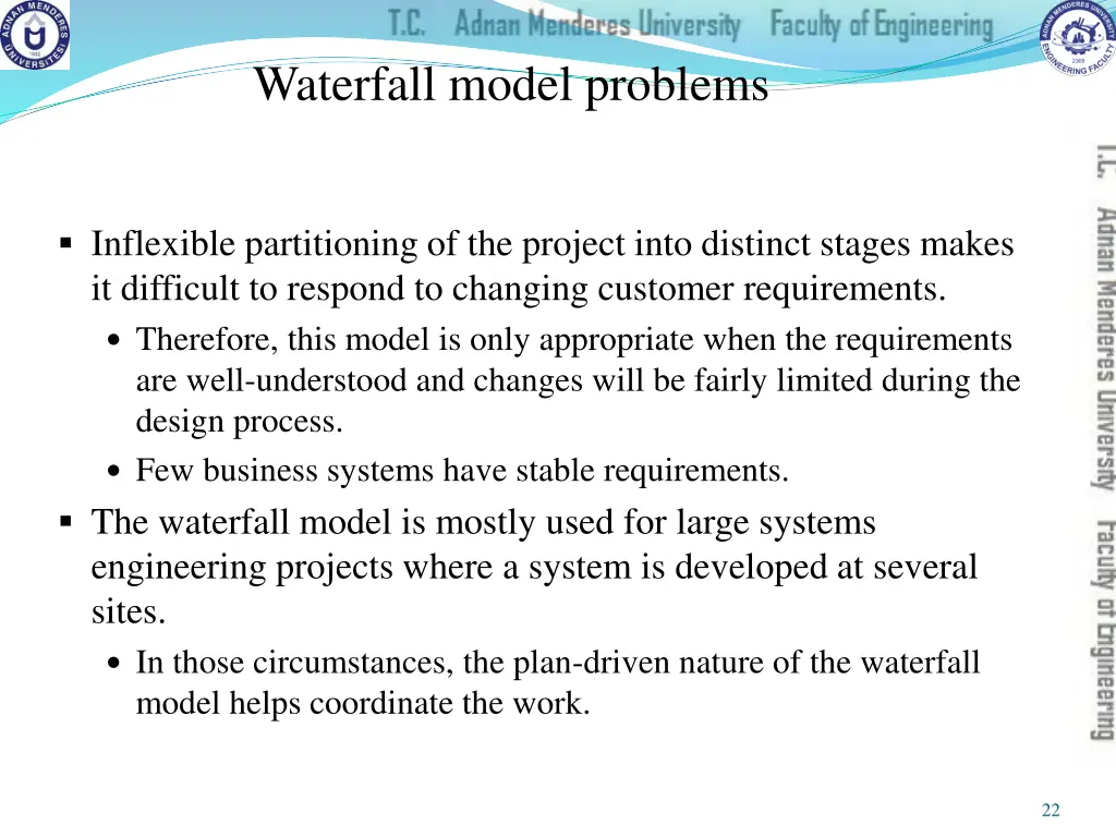 waterfall model problems