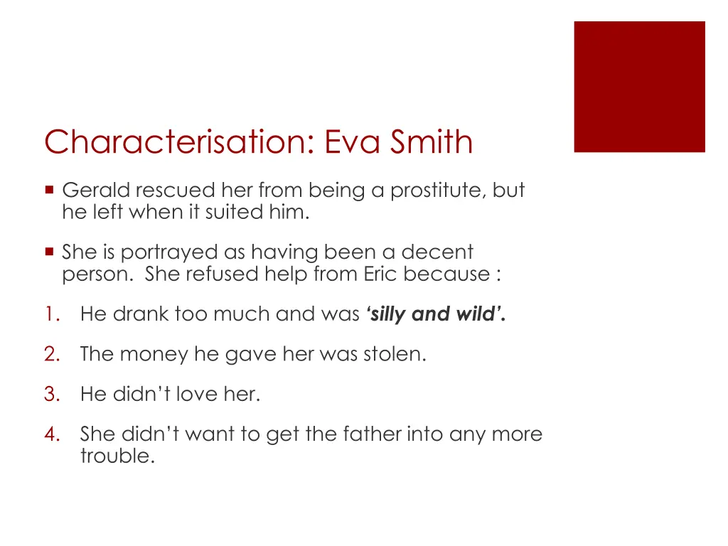 characterisation eva smith