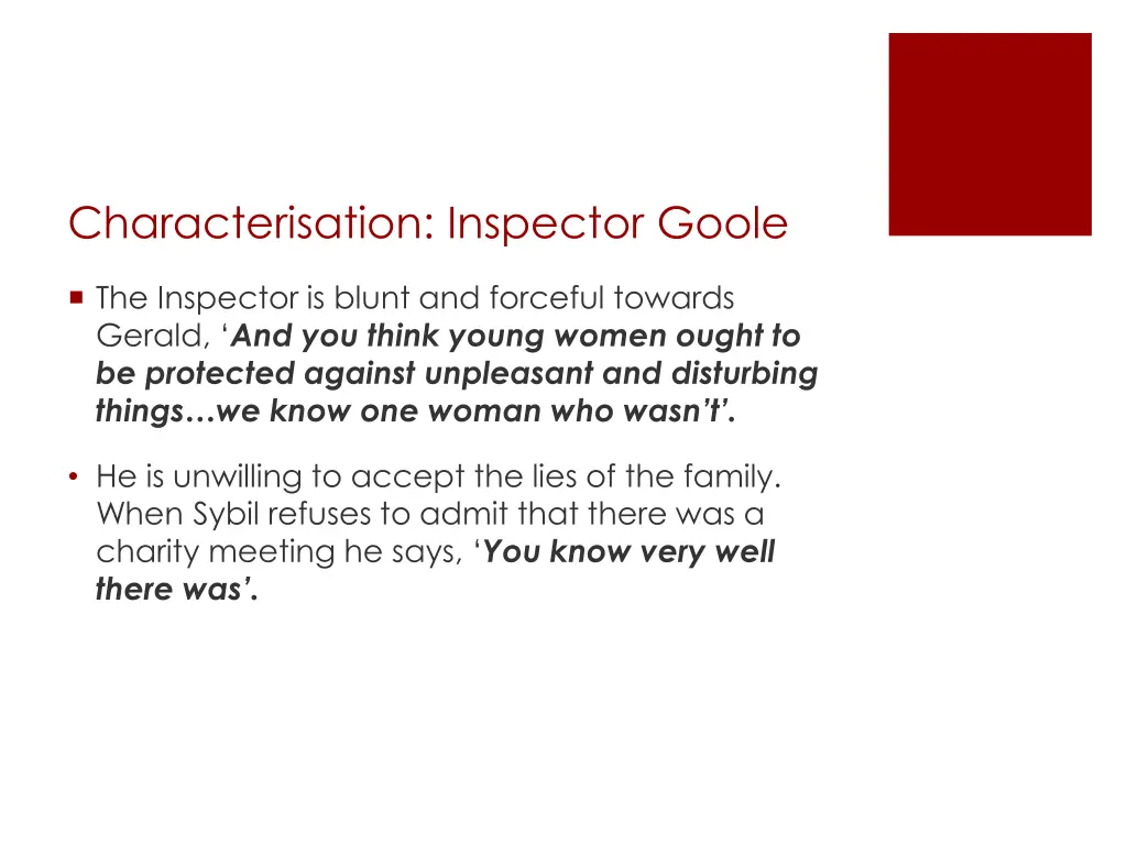 characterisation inspector goole 1