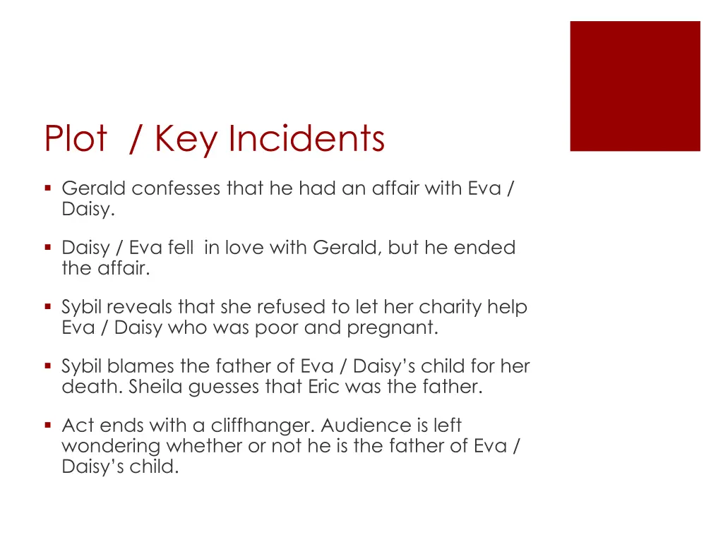 plot key incidents