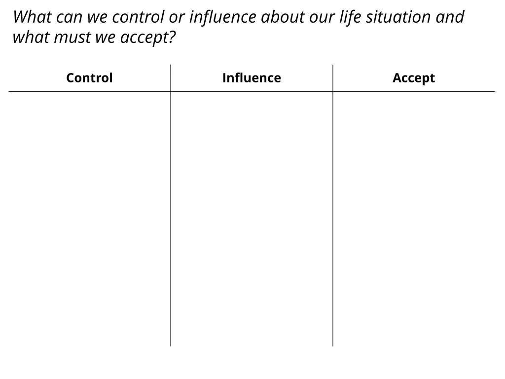 what can we control or influence about our life