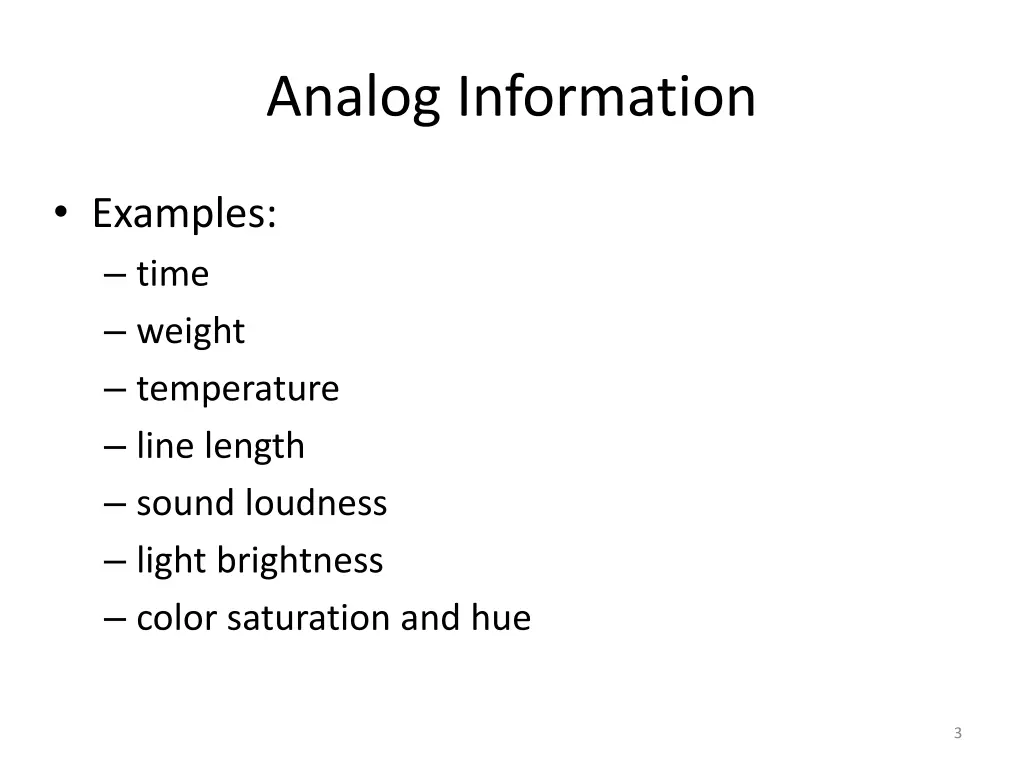 analog information