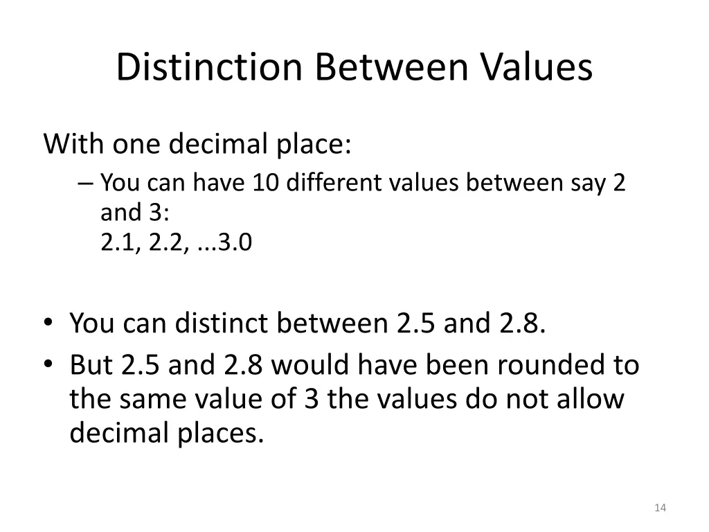 distinction between values