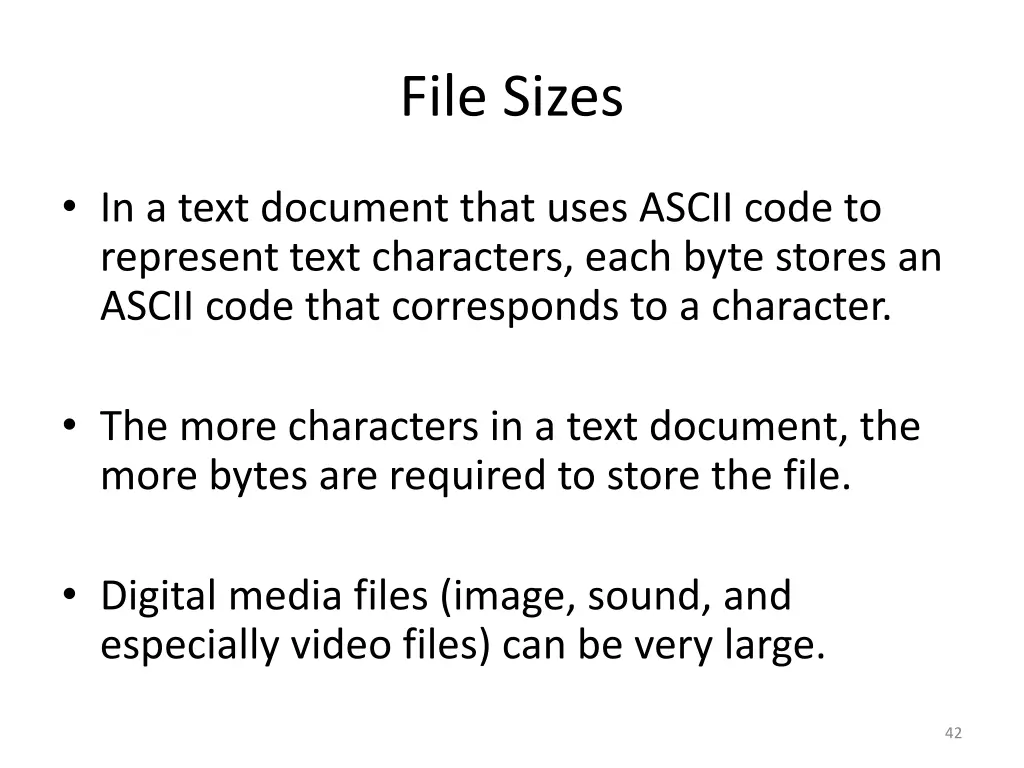 file sizes