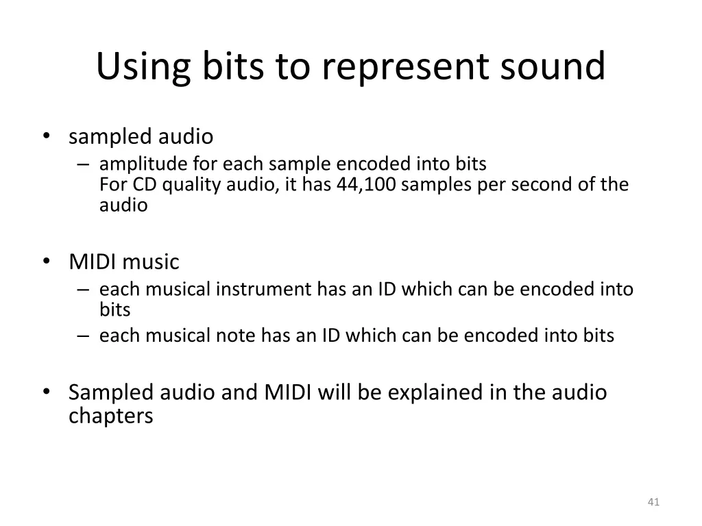 using bits to represent sound