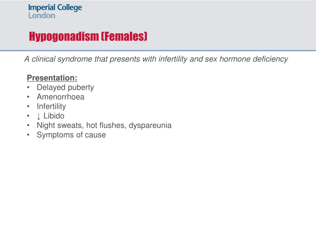 hypogonadism females