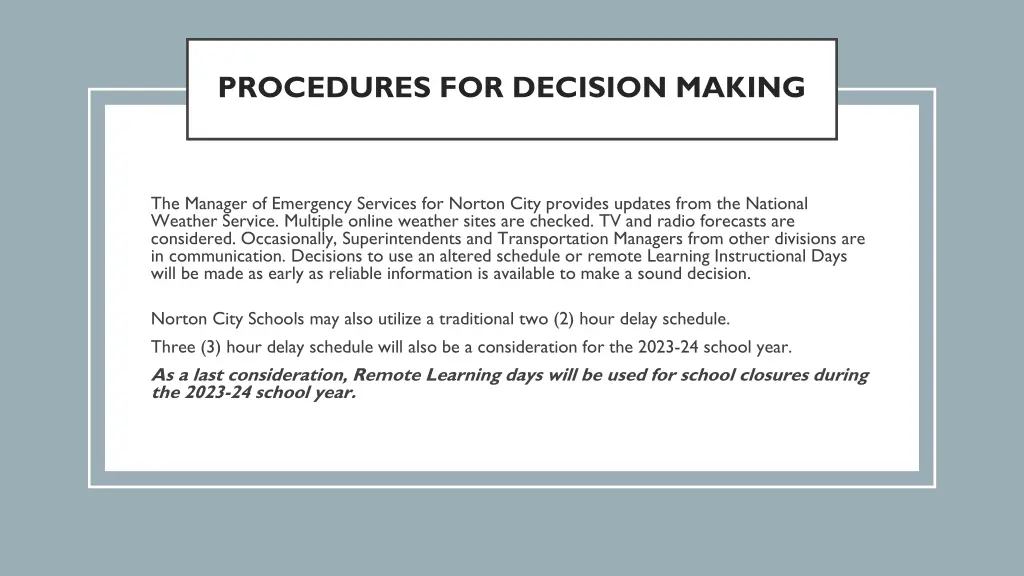 procedures for decision making