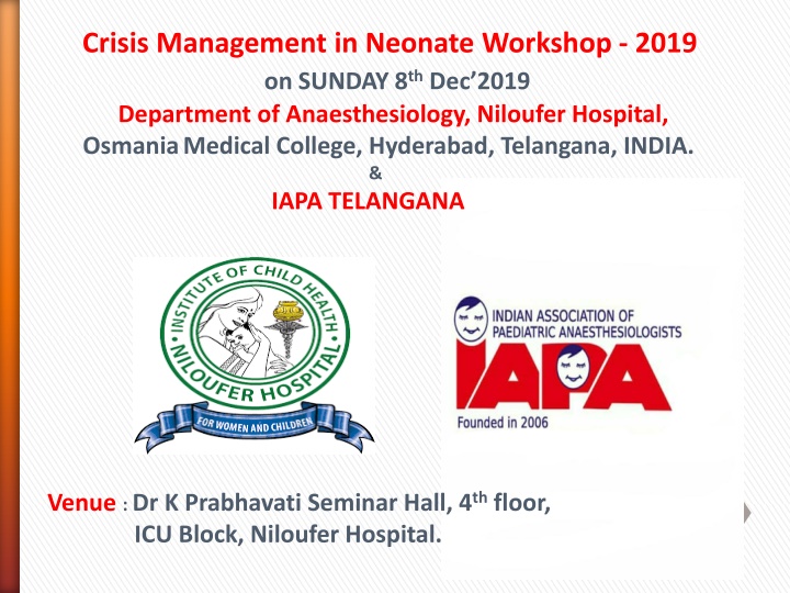 crisis management in neonate workshop 2019