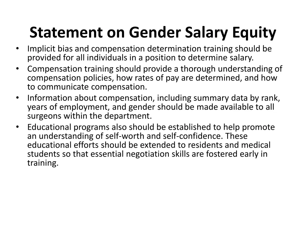 statement on gender salary equity implicit bias