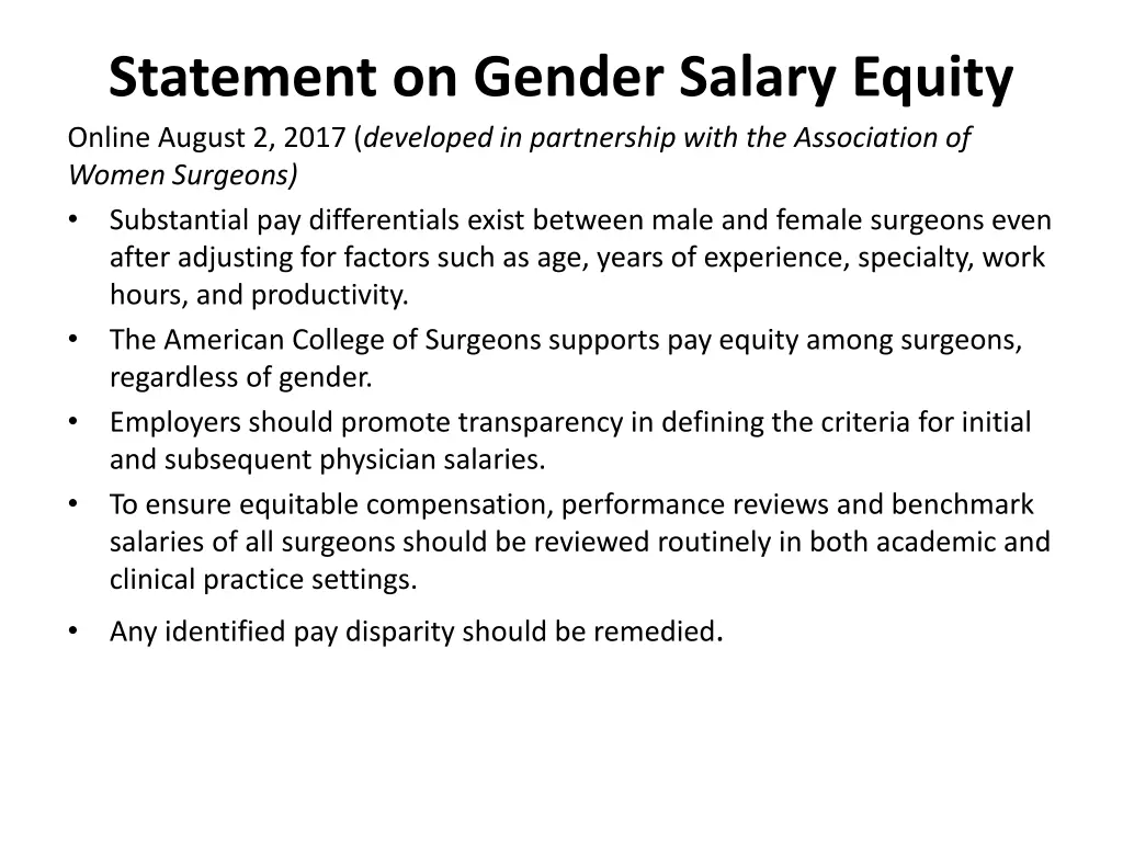 statement on gender salary equity online august